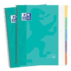 Oxford, Notatniki z mikroperforacją, 5 rejestrów, wiązanie spiralne, 2 sztuki, A4+, liniatura 5 x 5, kolor Ice Mint