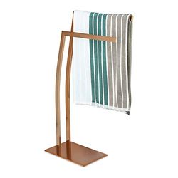 Relaxdays Toalheiro de pé retangular WIMEDO, aço, cobre, 80 x 32 x 20 cm