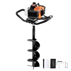 VEVOR Excavadora de Pozos a Gasolina de 52 cc y 1450 W Barrena para Postes a Gasolina con Brocas de 200 mm y 1 Varilla de Extensión para Vallas de Postes, Cultivo, Jardín, Plantas, Naranja y Negro