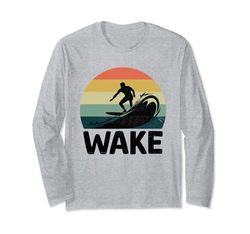 Retro Wake Lake Surf Wakeboarder Wakeboard Wakeboard Wakeboard Maglia a Manica
