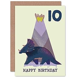 Wee Blue Coo Dinozaur chłopcy karta na 10 urodziny Triceratops