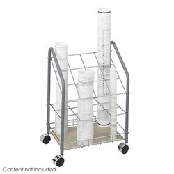 Safco - 3090 Carrello porta rotoli e disegni in rete metallica con 12 scomparti - Argento