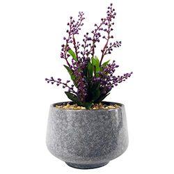 28 cm keramisk hög blå planterare med konstgjord lila Vitex Negundo-växt