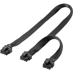 goobay 59714 nätdel kabel 8-stifts uttag till dubbel 6+2 kontakt för PCIe/strömkabel för anslutning dubbla 6-stift och 8-stifts grafikkort/PCI Express grafikkort/svart/1 x 23 cm 1 x 63 cm