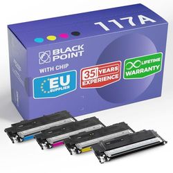 BLACK POINT Toner Set of 4 Compatible with HP 117A 43% More Efficiency W2070A W2071A W2072A W2073A for HP Color Laser MFP 179fwg 179fnw 178nwg 178nw Colour Laser 150a 150nw