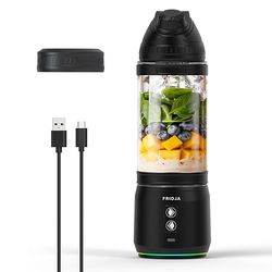 Fridja Batidora Portátil 240W – Recargable por USB-C – A Prueba de Fugas y Compacta – Botella sin BPA con 6 Cuchillas Dentadas – Ideal para Batidos y Proteínas – 700ml – Negro