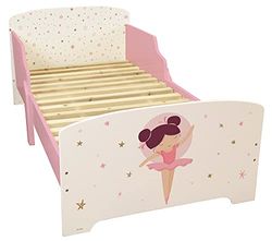 FUN HOUSE 713478 Danseuse Ballerine Lit avec sommier à Lattes 140 X 70 cm pour Enfant, Bois d'ingénierie, Blanc, 1 Personne