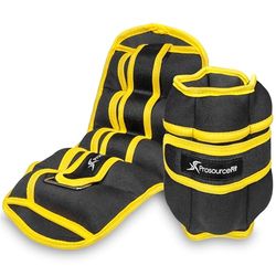 ProsourceFit Ankle / Wrist and Arm / Leg Weights Set of 2, Adjustable Weight, upto 15lb, Yellow