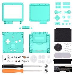 IPS Ready Uppgraderad eXtremeRate Klar Smaragdgrön Glansigt Custom Ersättningshus Skal för Gameboy Advance SP GBA SP – Kompatibel med Både IPS och Standard LCD – Konsol och Skärm Ingår INTE