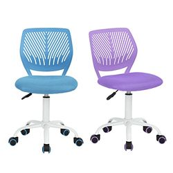 FurnitureR Lot de 2 chaises de Bureau Modernes sans Bras pour Les Zones d'apprentissage des Enfants, Chaise de Bureau réglable et pivotante pour écrire à la Maison, Couleurs Vives