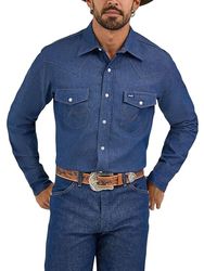 Wrangler herr arbetsskjorta, indigo, XL