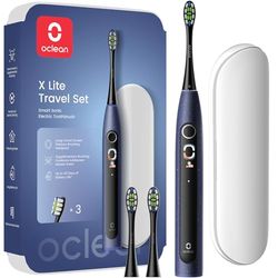 Oclean X Lite Brosse à Dents Électrique, 3 Brosettes, 5 Modes et Autonomie de 40 Jours, Brosse à Dents Électrique Sonique, Ideal pour Voyage, Étui de Voyage, Bleu Set