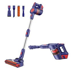 JASHEN D18 Aspirateur sans Fil (Convient pour Plusieurs étages, Aspiration Forte 250W, 3 Vitesses sélectionnables, Phares à détection de lumière, Chargement Mural) Mauve