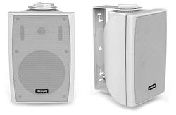 Audibax Elipse 5 White - Enceintes Hi-FI Passives d'Étagère - Paire d'Enceintes Stéréo à 2 Voies - Puissance Continue de 20 W - Support Mural Inclus - Haut-Parleurs de Graves de 5,25"