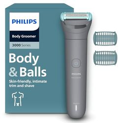 Philips Body Groomer 3000 Series - Trimmer for Men with Triple Protect Shave System, Intimate Trim & Shave, Close and Smooth on Skin, 100% Showerproof, 80 Min. Runtime, Model BG3480/15