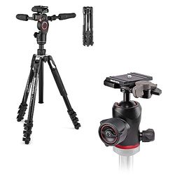 Manfrotto Befree 3-Way Live Advanced Kit Video da Viaggio, Alluminio con Testa Fluida per Camcorder e Camere Compatte Foto e Testa a Sfera 494, Accessori Fotografici per Content Creator