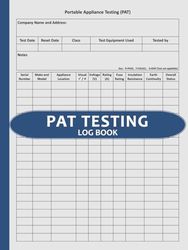 Pat Testing Log Book: Portable Appliance Test Record Logbook, 120 Pages, 8.5 x 11 - Blue Hardcover / Hardback