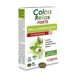 Ortis - Colon Relax Forte 30 Comprimés - Complément Alimentaire pour Aider en cas de Ballonnements et Flatulences - Confort Digestif - Action Rapide pour Ventre Plat - 100% Naturel à base de Fenouil