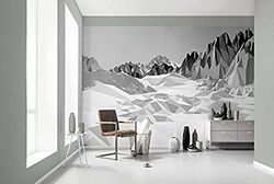 Komar - fotobehang ICEFIELDS - 368 x 254 cm - behang, muur decoratie, 3D, berglandschap, design, grafiek, abstract - 8-208
