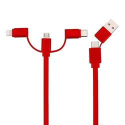 100cm laddarkabel, 6 i 1 USB laddare kabel kompatibel med alla typer av adaptrar, höghastighets laddning (Röd)