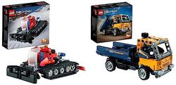 LEGO 42148 Technic Gatto delle Nevi, Set 2 in 1 con Motoslitta e Spazzaneve Giocattolo, Modello di Veicolo & 42147 Technic Camion Ribaltabile, Set 2 in 1 con Camioncino ed Escavatore Giocattolo