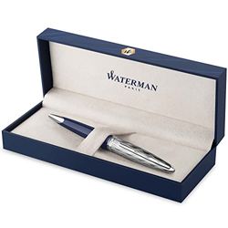 Waterman Carène Stylo bille - Laqué gris métallique et bleu - Capuchon biseauté - Encre bleue - coffret cadeau