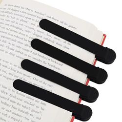 SMUK 4pcs Silicone Bookmarks for Book Lovers, Automatic Black Book Markers for Reading, Unique Accessories