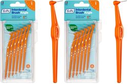 TePe Brossettes interdentaires Angle Idéal pour le nettoyage des espaces interdentaires des molaires, 6 brossettes Diamètre 0,45mm Orange, L'emballage peut varier (Lot de 2)