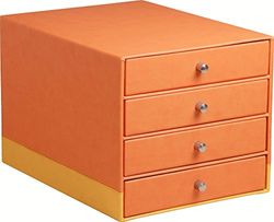 Rhodia 318964C Lådlåda (med 4 lådor, metallhandtag, konstläder, elegant och praktisk, perfekt för ditt kontor eller hem) 1 st, tangerin
