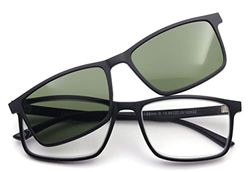 Corpo-otto Clip-On Occhiali da Lettura, Nero-Lenti Verdi, Media Unisex-Adulto