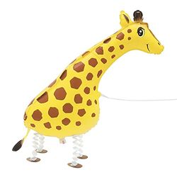 Unique Party- Lovely Standing Foil Balloon | Walking Pet Giraffe Design Joli Aluminium Debout | Motif Marchant, 53650, Multicolore
