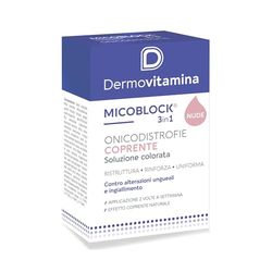 Dermovitamina Micoblock 3in1 Onicodistrofie Coprente - Smalto Curativo per Unghie Danneggiate - Rinforzante Unghie - Ristruttura e Uniforma - Effetto Naturale Nude - 8 ml