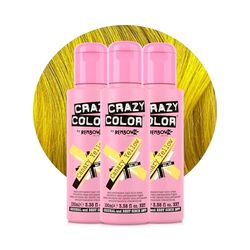 Crazy Color Vibrant Canary Yellow Semi-Permanent Trio Hair Dye. Highly Pigmented Bright Yellow Conditioning & Oil Nourishing Vegan Formula | No Bleach or Ammonia | 300ml