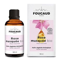 FOUCAUD | Huile végétale de Rose Musquée | Rosa moschata | BIO | 100% naturelle | Adoucissante | Anti-tâches | Régénérante | Assouplissante | 50 ml | Marque Française depuis 1946