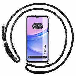 Tumundosmartphone Transparent Hanging Case for Samsung Galaxy A15 4G / 5G with Black Cord