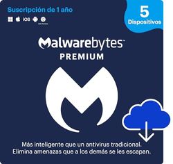 Malwarebytes | Windows/Mac/iOS/Android/Chrome | Premium | 5 Dispositivo | 12 Meses | Código de activación enviado por email