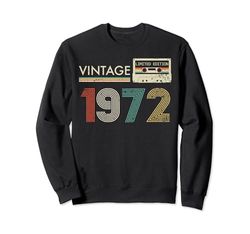 Classic 1972 Vintage Birthday Cassette Est 1972 Edizione Felpa