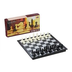 Relaxdays Jeu de société : Les échecs, Plateau aimanté, 25 x 25 cm, pour Voyage/Excursion, Noir/Blanc/Gris