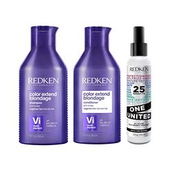 Redken, Routine Neutralisante pour Cheveux Blonds, Colorés, Décolorés ou Naturels, Neutralise les Reflets Indésirables, Blond Froid et Lumineux, Pigments Ultra-Violets, Color Extend Blondage