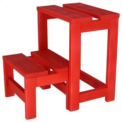 Aranaz 11324 Tabouret d'escalier 2 marches en Bois de hêtre, Rouge Cramoisi, 32 x 23 x 40 cm