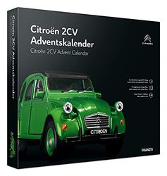 Franzis- Calendrier de l'Avent Citroën 2 CV (Canard) en Vert, kit de Construction de véhicule à l'échelle 1:38, Module sonore et Livre d'accompagnement, à partir de 14 Ans, 55154-2, coloré