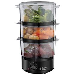Russell Hobbs 3 Tier Electric Food Steamer, 7L, Dishwasher safe BPA free baskets, Stackable baskets for easy storage, Rice bowl inc, 60 min timer, Healthy eating, Energy saving, 400W, 26530
