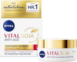 NIVEA VITAL SOJA Anti-Age skyddande dagvård SPF 30, uppstramande ansiktsvård för mogen hud med naturligt sojaextrakt, dagkräm med SPF mot pigmentfläckar (50 ml)