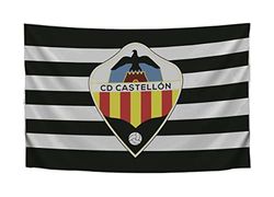 C.D. Castellon Bandiera bianca-nera scudo, adulti unisex, 150 x 100 cm