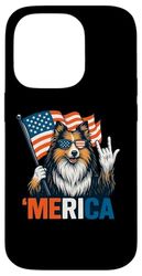 Shetland Sheepdog Merica American Flag 4th Of July Dog Lover Case for iPhone 14 Pro