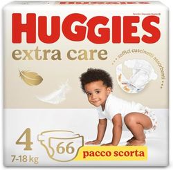 Huggies Couches Extra Care Taille 4 (7-18 Kg), Lot de 66 couches (33 x 2)
