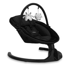MOMI KENANI Onyx schommelbank voor kinderen tot 9 kg, met led-display, afstandsbediening en Bluetooth voor verbinding met smartphone, stroomvoorziening via batterijen en/of netvoeding