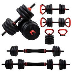 Mobiclinic®, Manubri Regolabili 20 kg, 4 in 1, Set di Pesi, Manubri, Kettlebell e Supporto per Flessioni, Barra di Collegamento, Impugnatura Antiscivolo, Mobimax, Palestra Domestica, Fitness