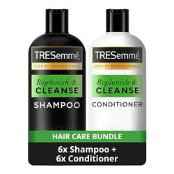 TRESemmé Replenish & Cleanse Hair Care Bundle Shampoo (6x 680 ml) and Conditioner (6x 680 ml) with a vitamin complex for greasy hair