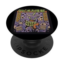 Anime Kawaii Kaiju Boba Monster Bubble Tea PopSockets PopGrip Adhesivo